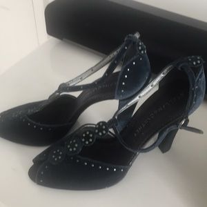 Stella McCartney Blue Velvet Studded heels